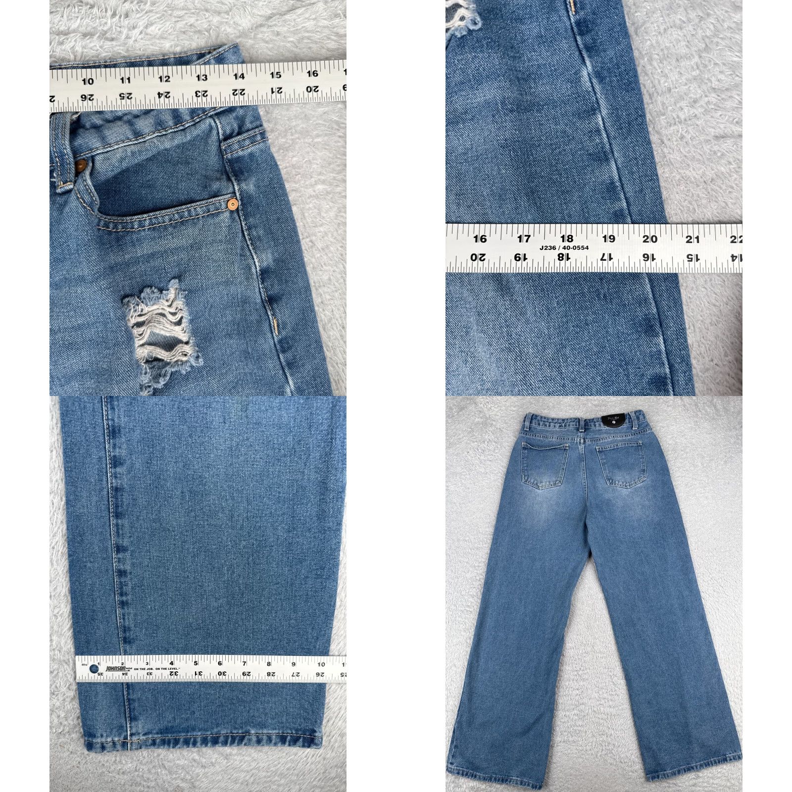 Vintage Denim Blvd Jeans Women 28 Blue Distressed High Rise Wide-Leg 28x29 Cotton Blend 5-Pocket Denim Jeans Womens Vintage No Size 28" / US 6 / IT 42 - 9 Thumbnail