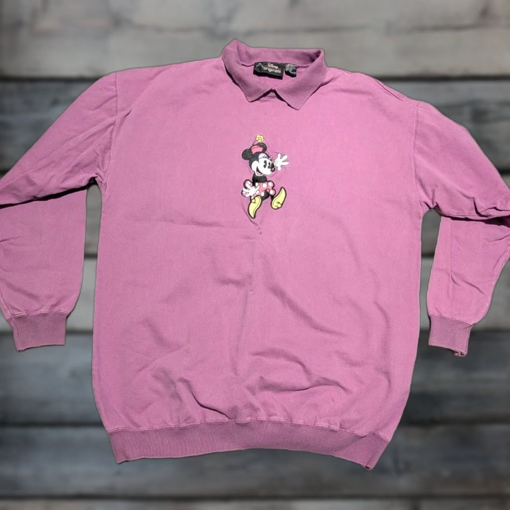 Disney VINTAGE Disney Minnie Mouse Sweatshirt Pullover Womens L/XL Collared Purple 90s Logo Embroidered Knit Pullover Shirt Size L / US 10 / IT 46 - 1 Thumbnail