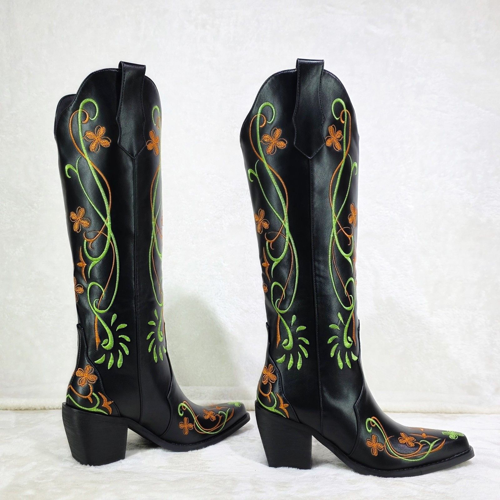 Other Loretta Green Orange Embroidery Country Western Cowgirl Knee Size US 7 / IT 37 - 6 Thumbnail