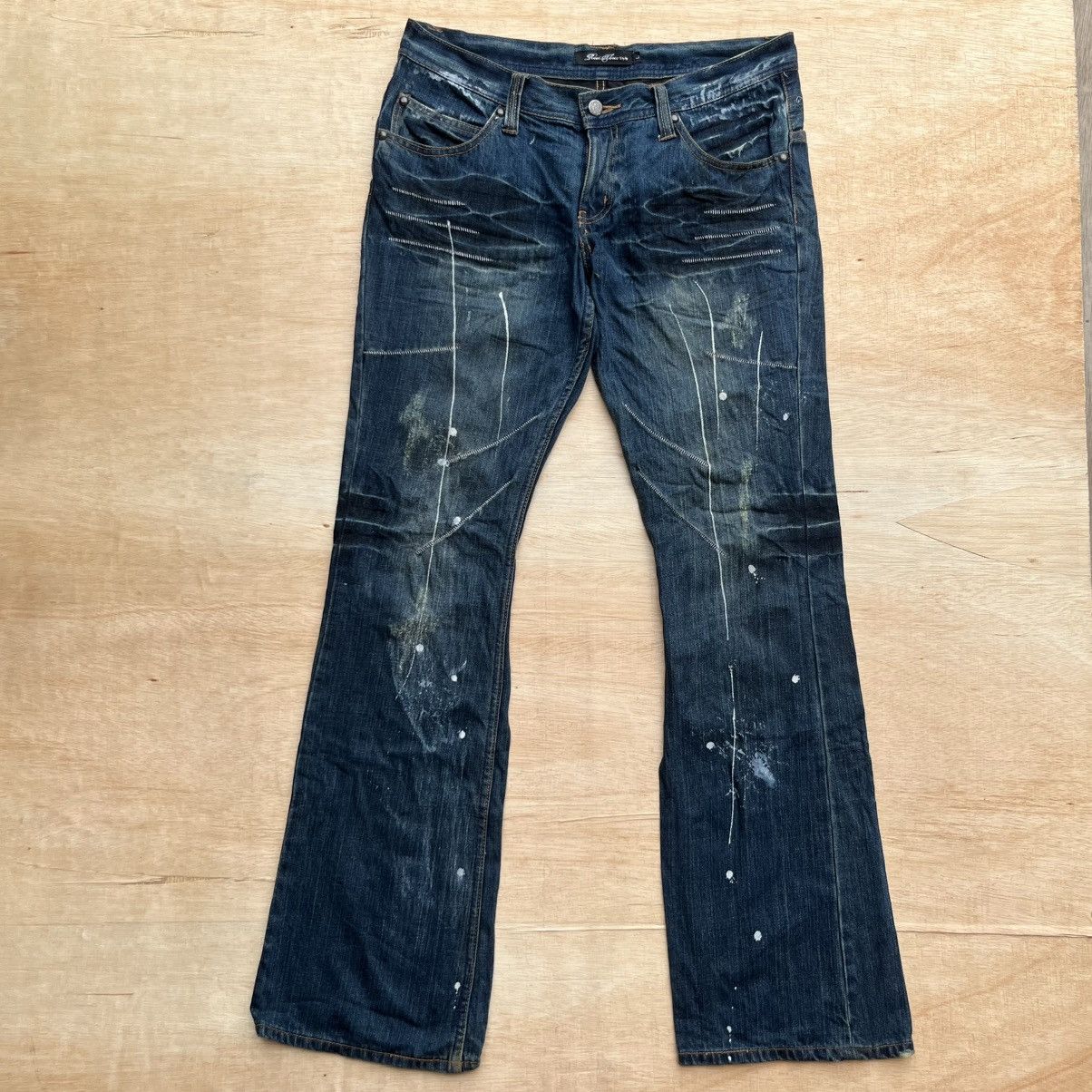 Japanese Brand ROOT THREE STYLE VINTAGE BOOTCUT FLARED DISTRESSED Y2K Size US 34 / EU 50 - 10 Thumbnail