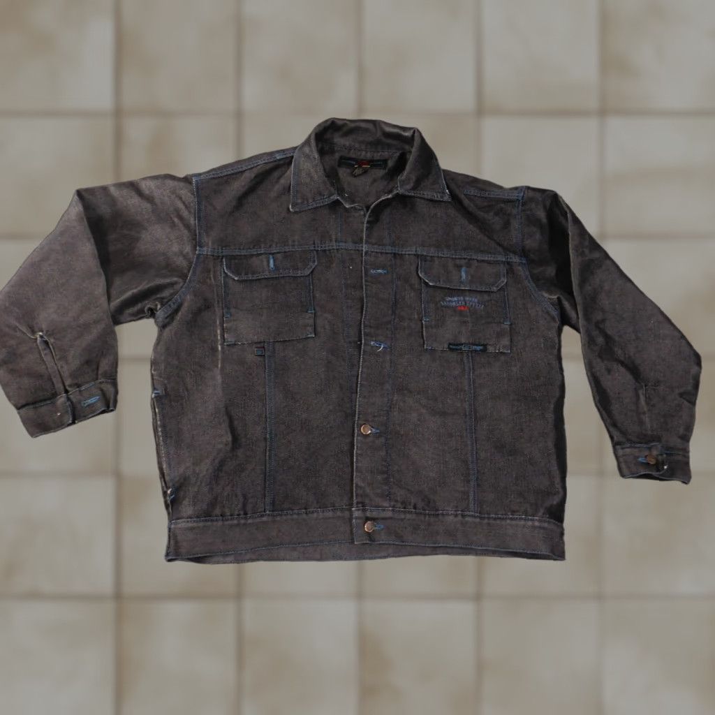 Express BROOKLYN XPRESS Jacket Mens 2XL Bomber Denim Black Vintage Army Casual Pockets Classic Cotton Lining Mid-Length Representation: Atom Size US XXL / EU 58 / 5 - 1 Thumbnail
