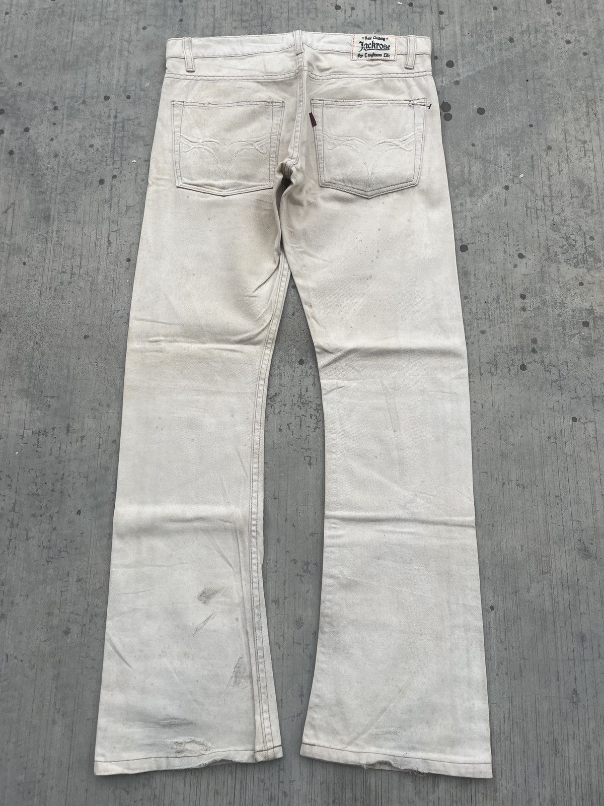 JACKROSE JACKROSE CREAM FLARE JEANS PUNK ARCHIVE Size US 31 - 2 Thumbnail