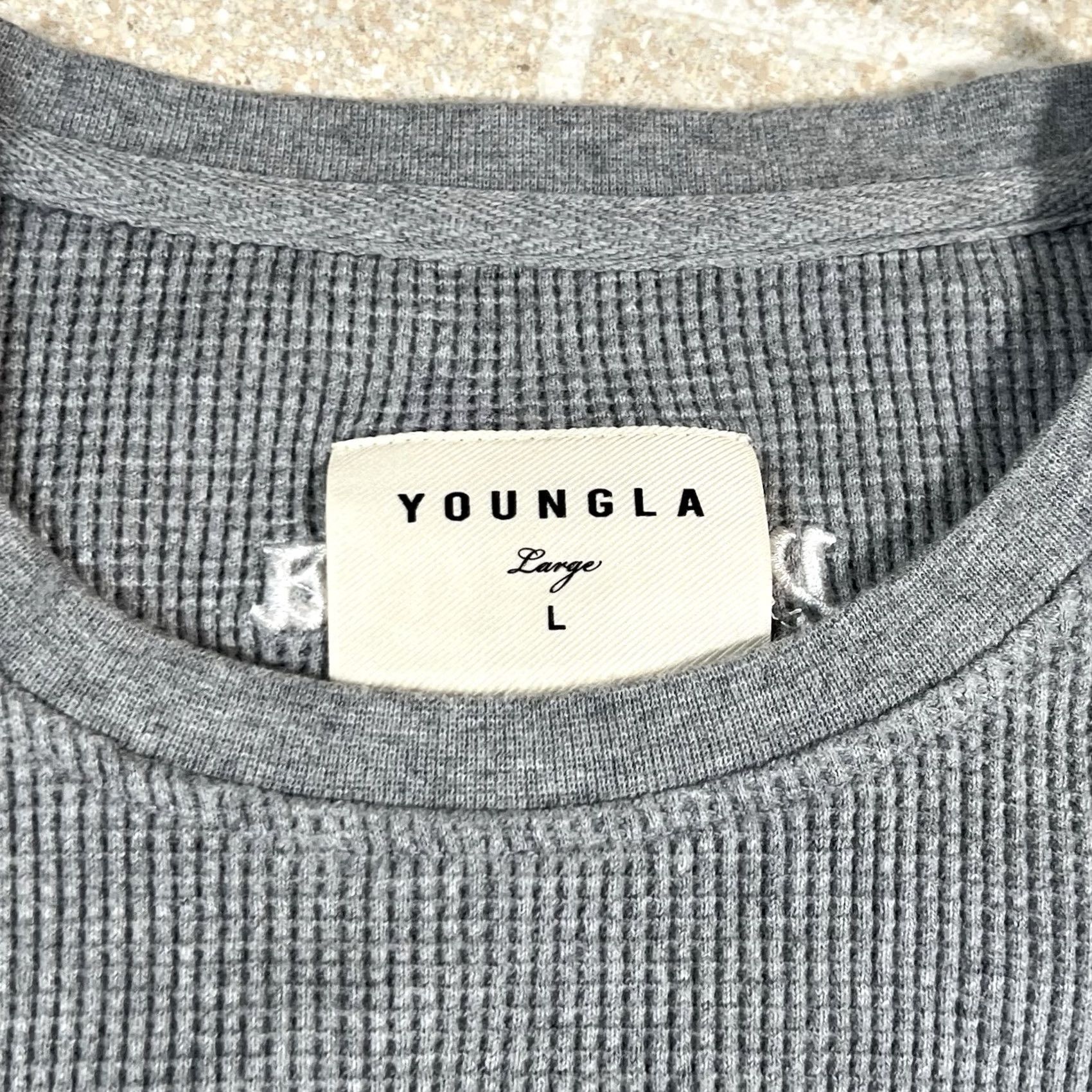 YoungLA VINTAGE YoungLA Waffle 427 Tee Knit Oversized Gym Shirt Lifting Heavy Cotton Men Large Gray Mens Size US L / EU 52-54 / 3 - 6 Thumbnail