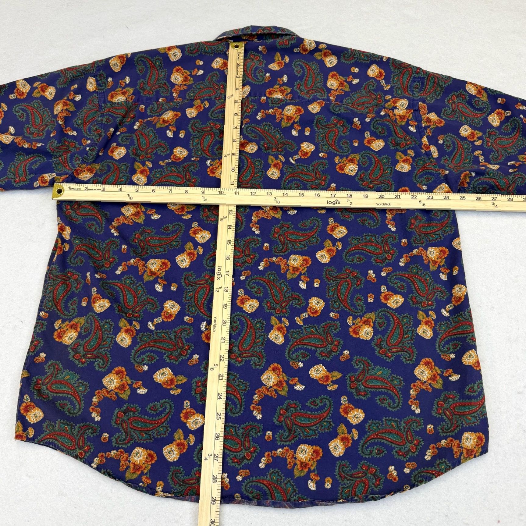 Architect VINTAGE Architect Shirt Mens Large Blue Paisley Floral Short Sleeve Button Up Cotton Size US L / EU 52-54 / 3 - 6 Thumbnail