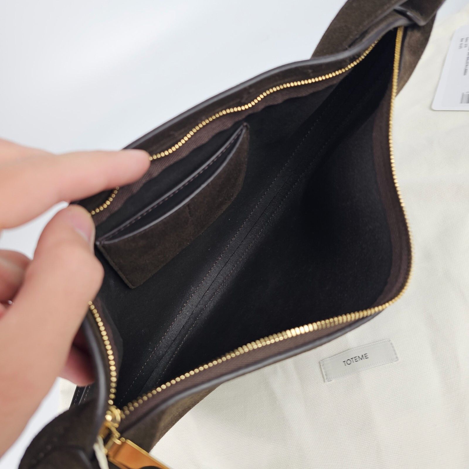 Toteme TOTEME Scooped Sling $890 Pepper Suede Shoulder Bag Size ONE SIZE - 2 Thumbnail
