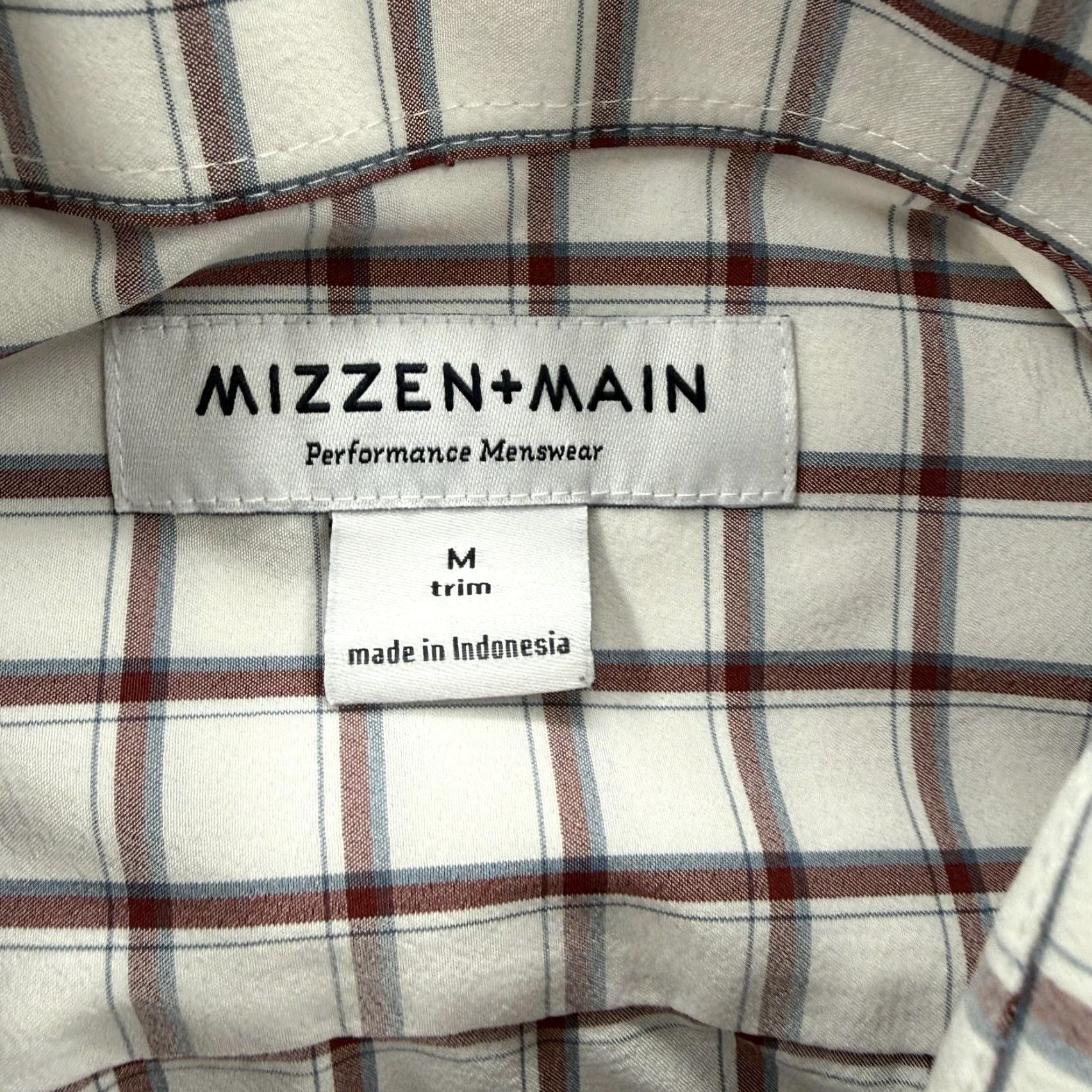 Mizzen+Main Mizzen+Main Shirt Mens Medium White Check Trim Fit Performance Dress Shirt Size 40R - 3 Thumbnail
