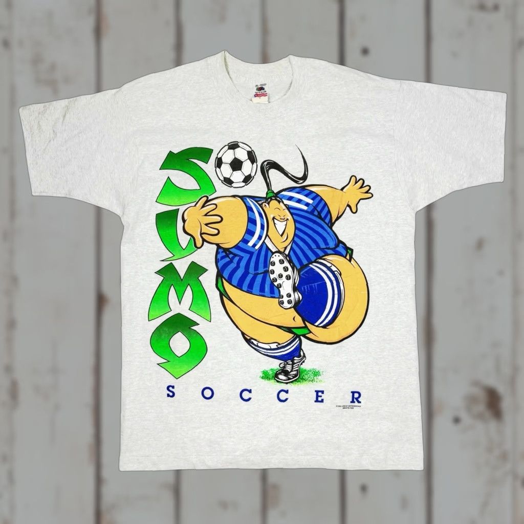Fruit Of The Loom VINTAGE 1994 Rare NWT Fruit Of The Loom Grey SUMO SOCCER Graphic T Shirt Men’s XL Size US XL / EU 56 / 4 - 1 Thumbnail