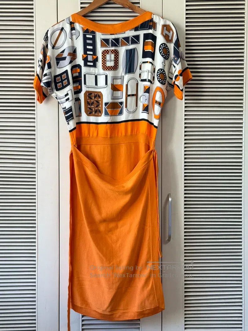 Hermes Hermes orange geometric print dress, white background with Size XXS / US 00 / IT 34 - 1 Thumbnail