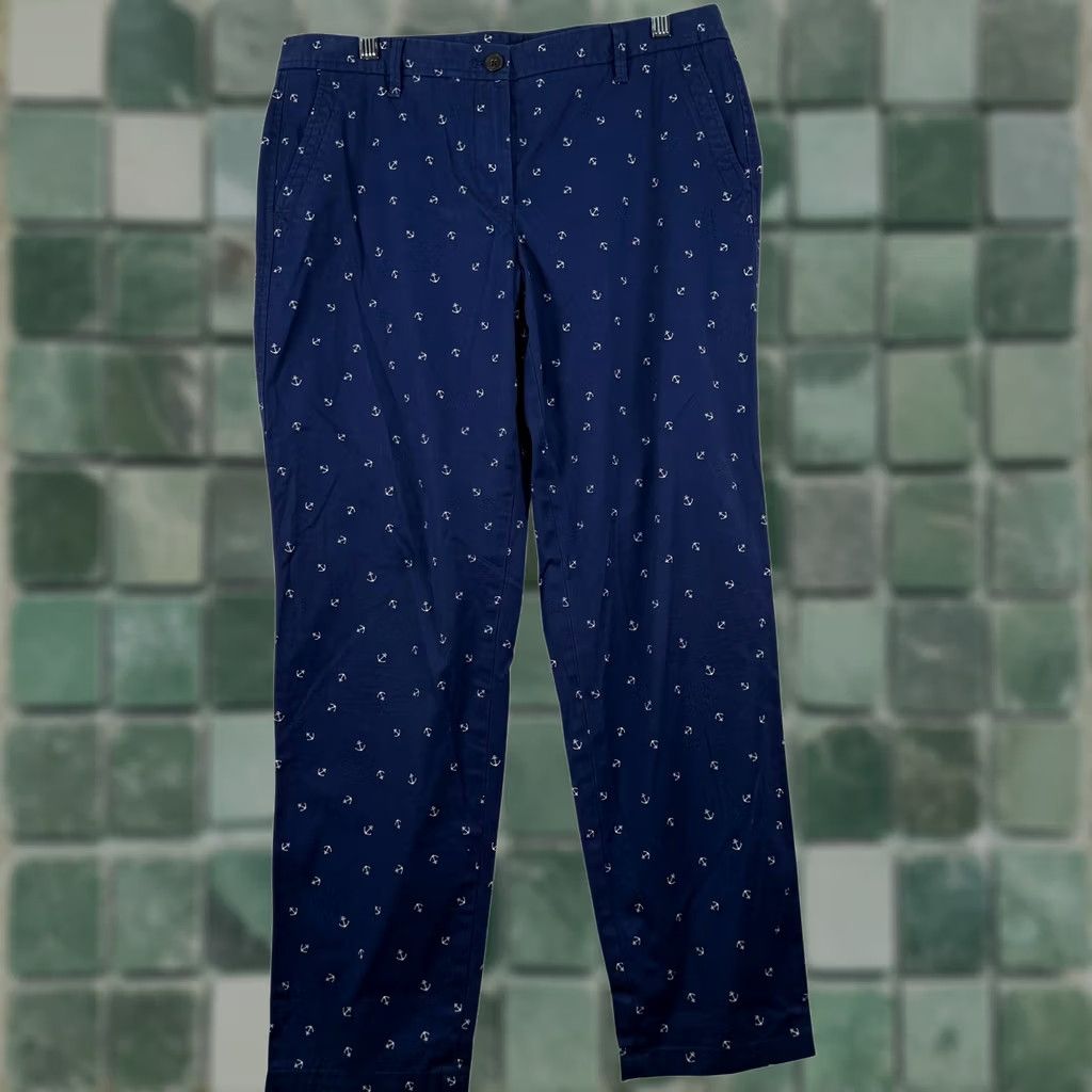 Talbots Talbots Womens 8 Relaxed Chino Pants Navy Blue Anchor Print Nautical Preppy Size 30" / US 8 / IT 44 - 1 Thumbnail