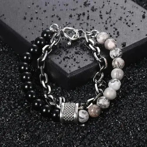 Jewelry Punk Style Double Layer Bead Bracelet Size ONE SIZE - 4 Thumbnail