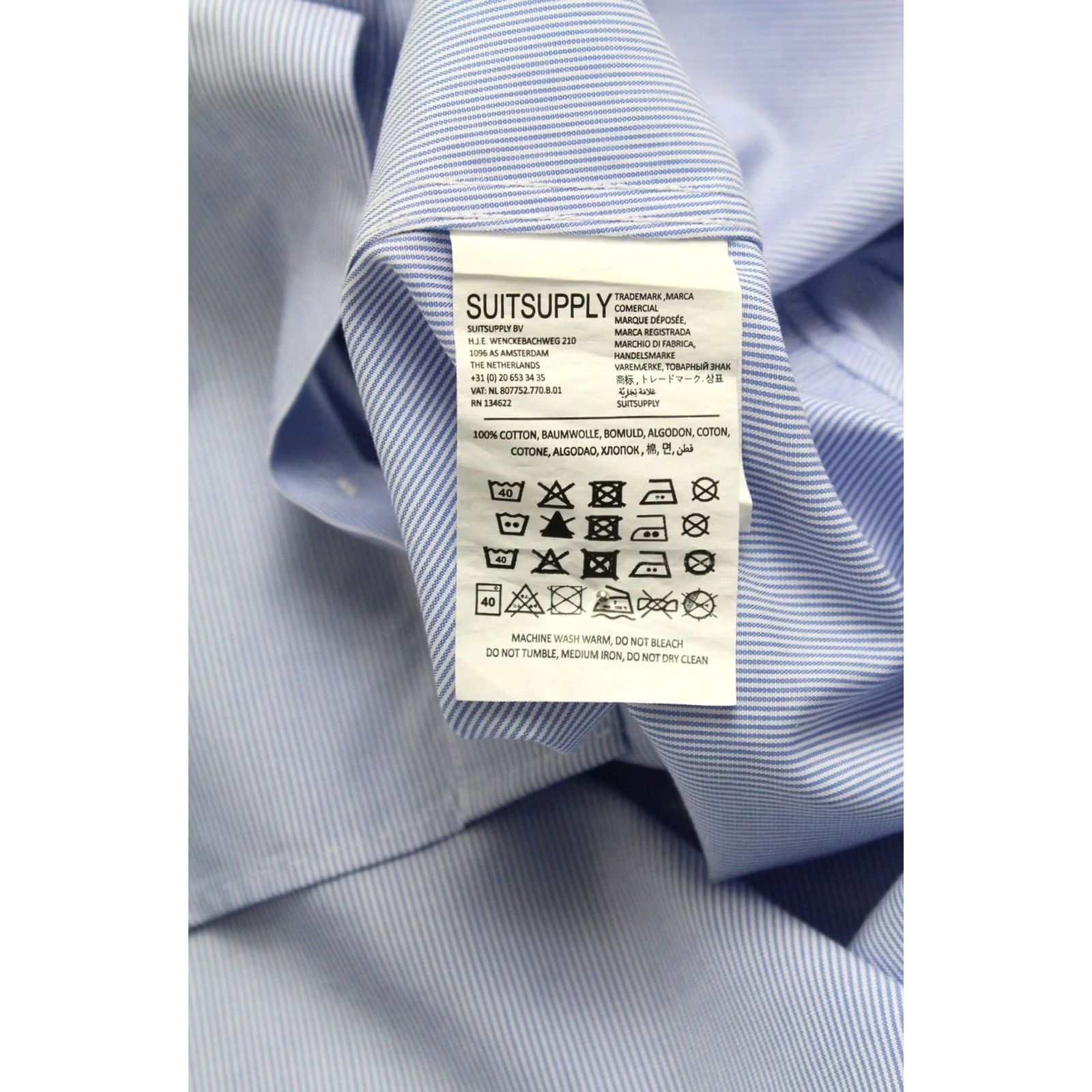 Suitsupply Suitsupply Shirt Men Extra Slim Formal 42-7 / 16 1/2L Pinstriped Dress Shirt Blue Carded Size 42-7 / 16 1/2L Mens Size 42R - 7 Thumbnail
