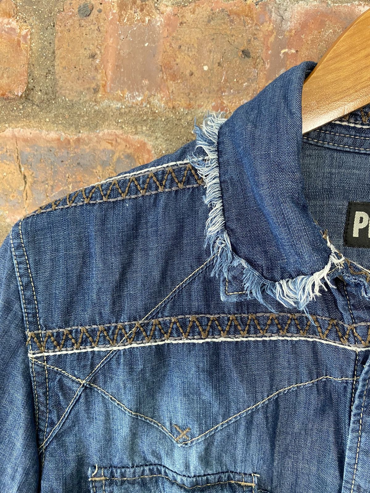 PPFM PPFM western hem fringe light denim 3/4 sleeve Size US M / EU 48-50 / 2 - 8 Thumbnail