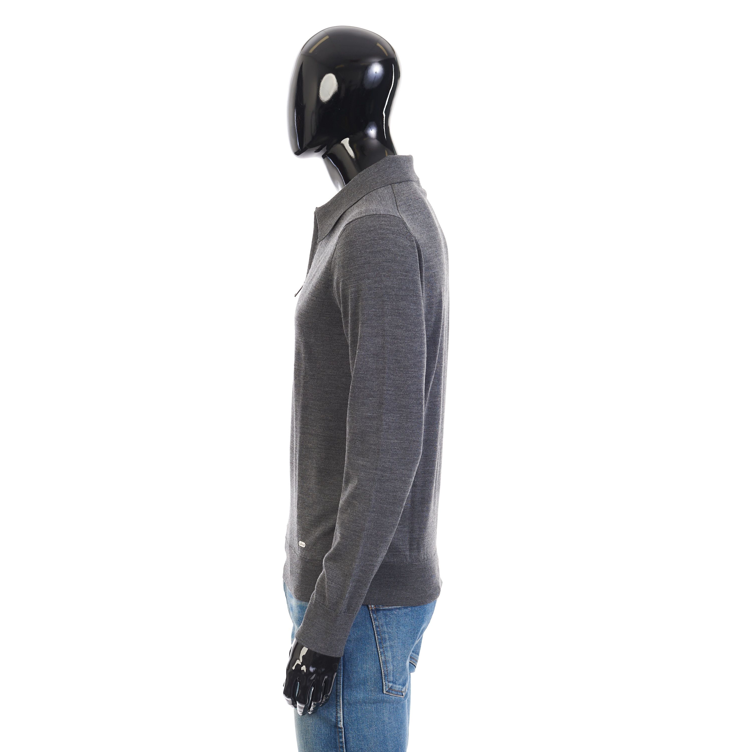 Brioni Polo Sweater With Metal Zip In Gray Wool Size US M / EU 48-50 / 2 - 5 Thumbnail