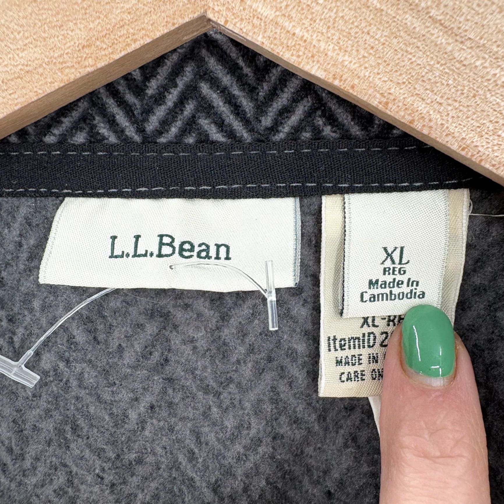 Vintage L.L. Bean Poncho Womens XL Gray Herringbone Fleece Zip Collared Pockets Outdoors Size XL / US 12-14 / IT 48-50 - 4 Thumbnail