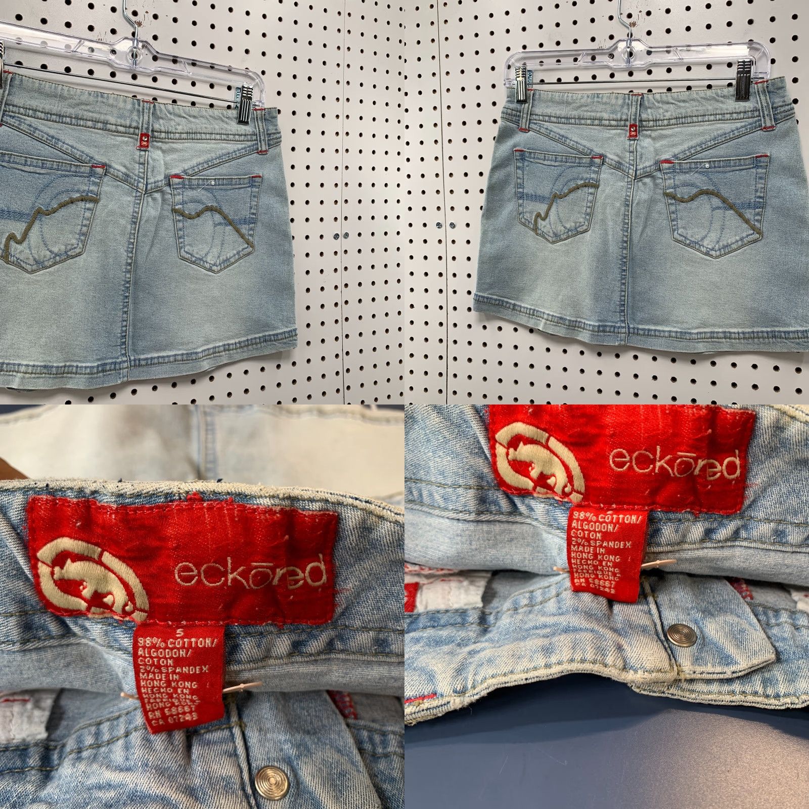 Ecko Unltd. VINTAGE Ecko Unltd. Blue Denim Mini Skirt Juniors Size 5 Light Wash Hip Hop Womens Size 27" / US 4 / IT 40 - 8 Thumbnail