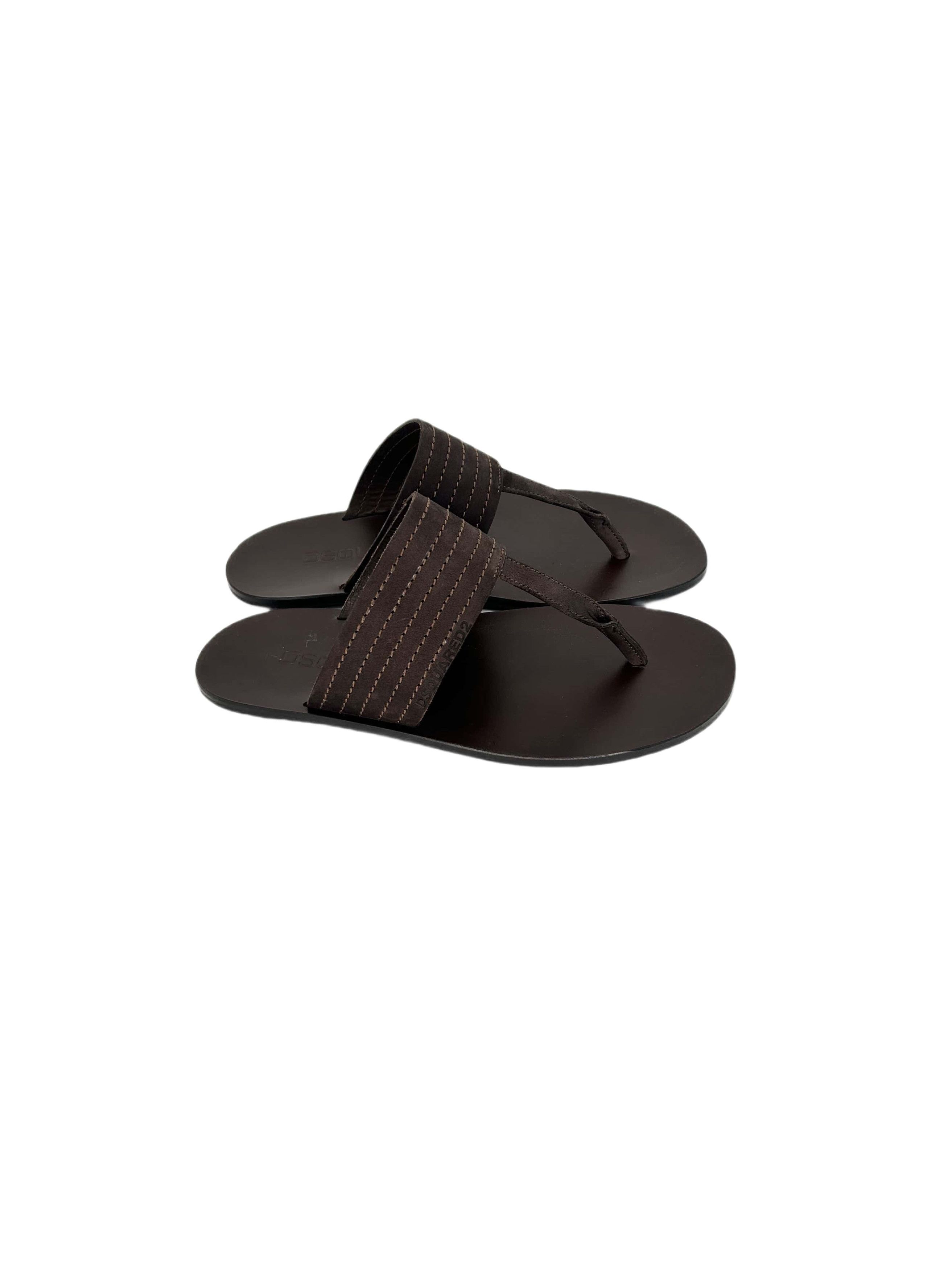 Dsquared2 DSQ2 Brown 'Grecian' Style Sandal With Stitch Detailing Size US 7 / EU 40 - 2 Thumbnail