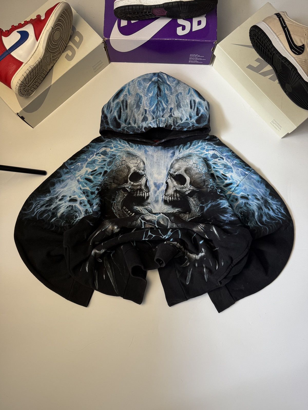 Affliction × Vintage Hoodie Spiral vintage Skulls opium Avantgarde sk8 y2k Size US L / EU 52-54 / 3 - 4 Thumbnail