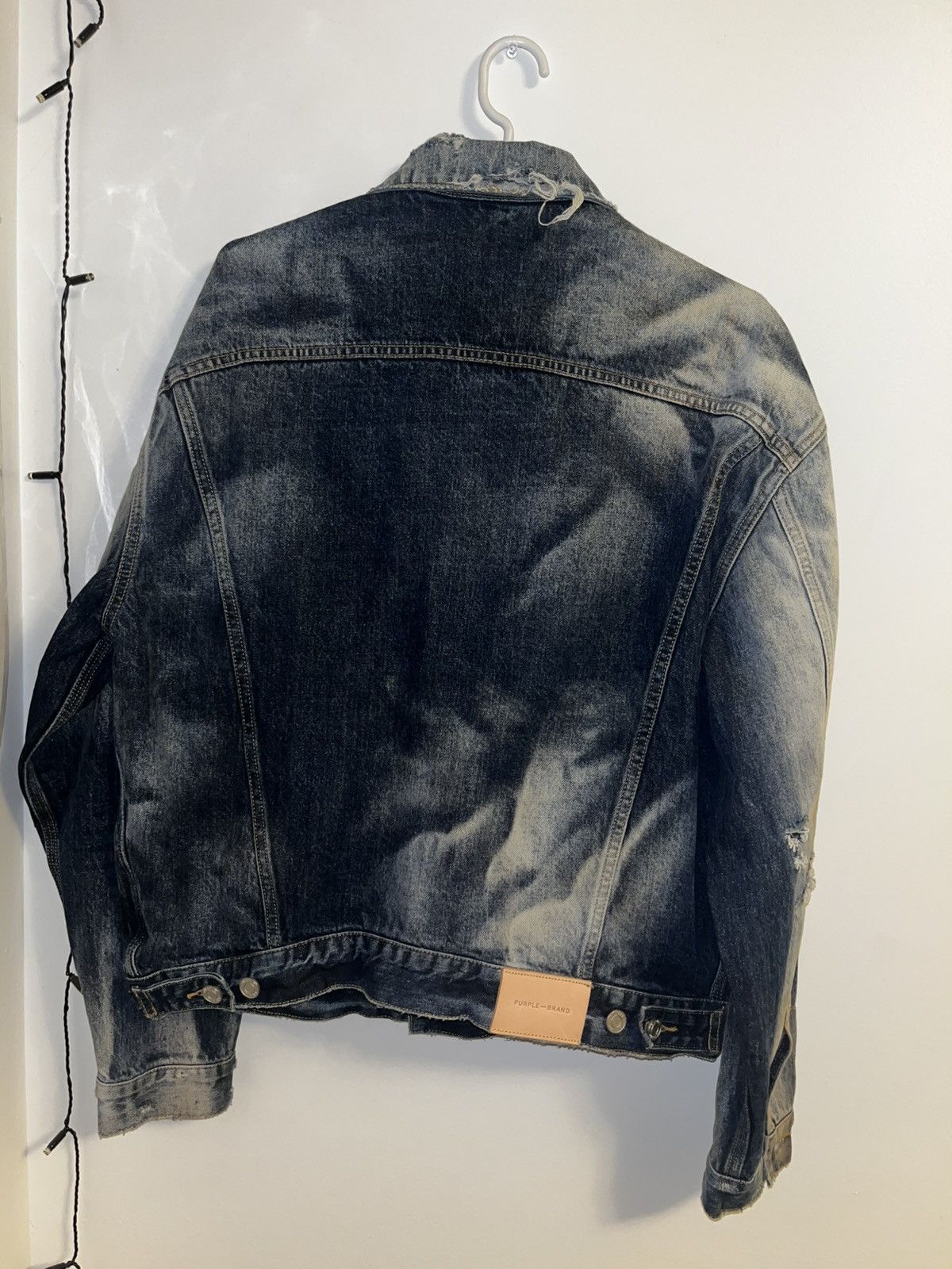 Purple Brand Purple Brand SAMPLE Blue Acid Wash Distressed Jean Jacket Size US M / EU 48-50 / 2 - 2 Thumbnail