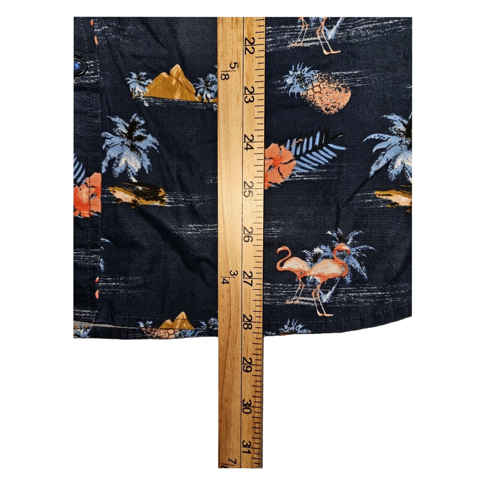 Denime VINTAGE Denim & Flower Button-Up Short Sleeve Men's XL Slim Fit Hawaii Vacation AOP Size US 36 / EU 52 - 4 Thumbnail