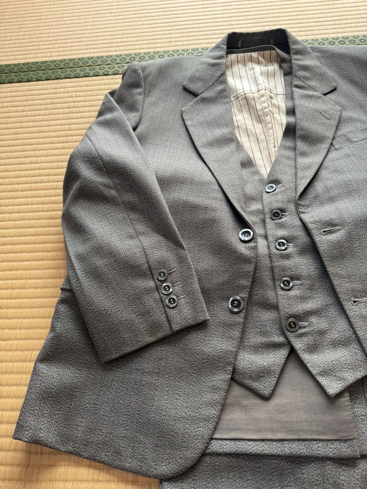 Other Autumn&Winter Vintage Japanese Blue Gray 3 Piece Wool Suit Size 36R - 3 Thumbnail