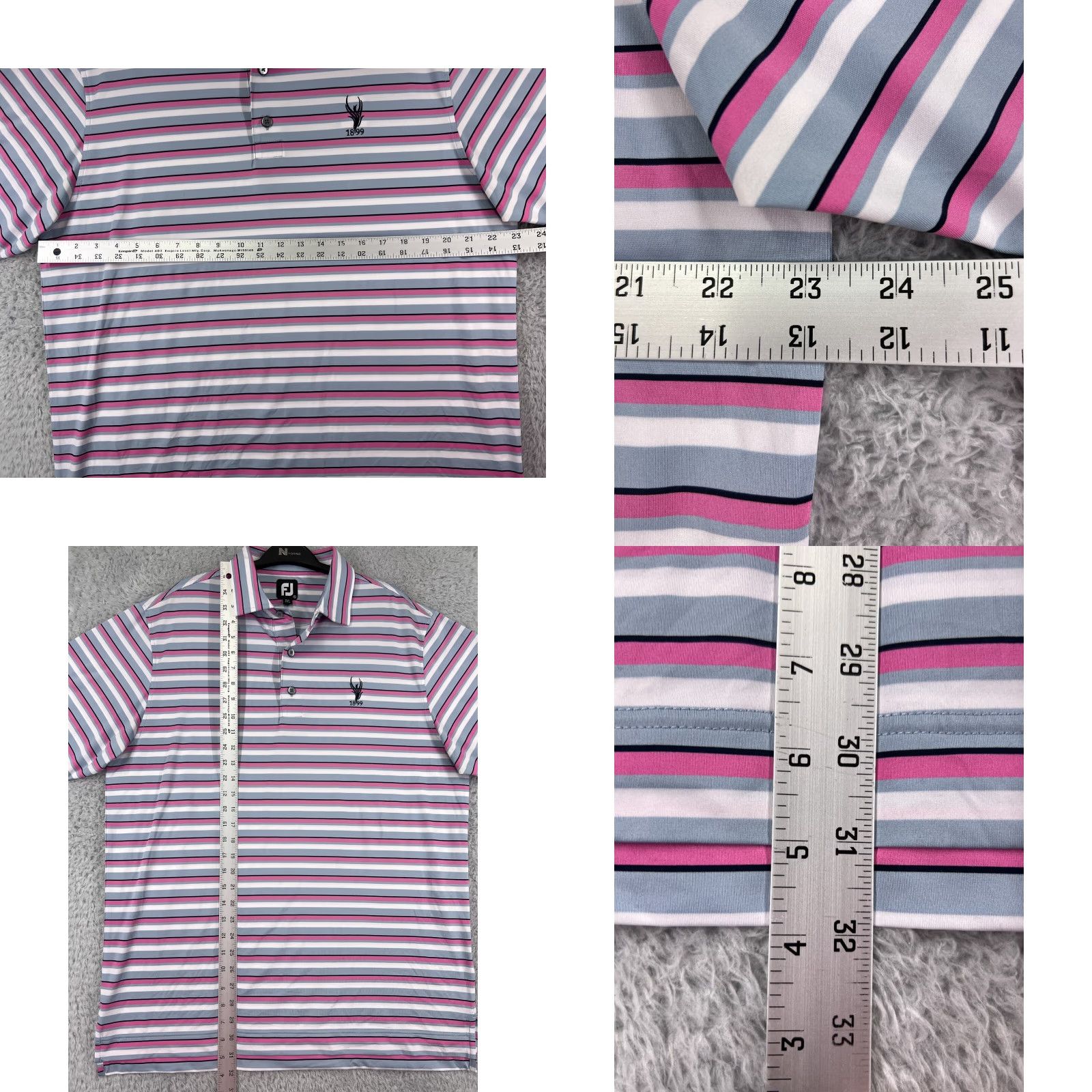 Footjoy FootJoy Polo Shirt Mens Large Pink Gray White Stripe Golf Golfer Lightweight Shirt Size US L / EU 52-54 / 3 - 9 Thumbnail