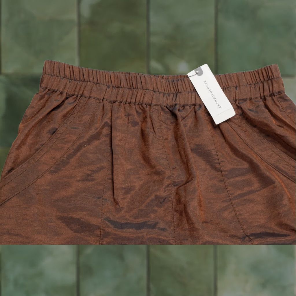 Vintage Current Air Pants Jogger Womens S Cotton Polyester Brown Taupe Satin Crinkled Casual Pull-On Inseam 27in 30in Size 28" / US 6 / IT 42 - 1 Thumbnail