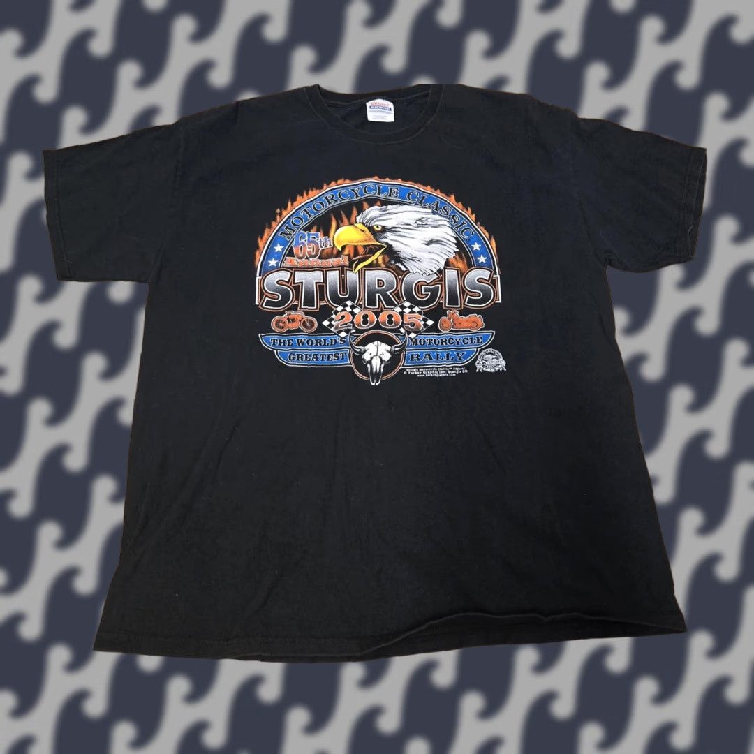 Hanes VINTAGE Sturgis Shirt Mens XL Black 2005 Motorcycle Rally Eagle Graphic Biker 00s Size US XL / EU 56 / 4 - 1 Thumbnail