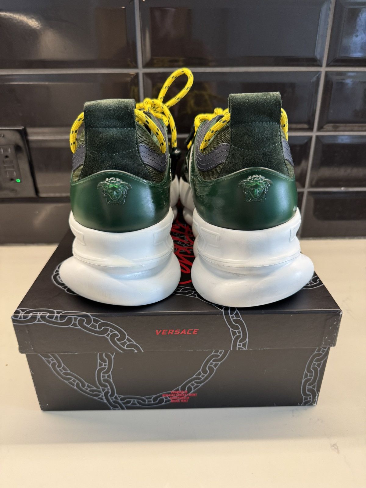 Versace Versace Chain Reaction Sneakers Green/Yellow Size US 13 / EU 46 - 4 Thumbnail