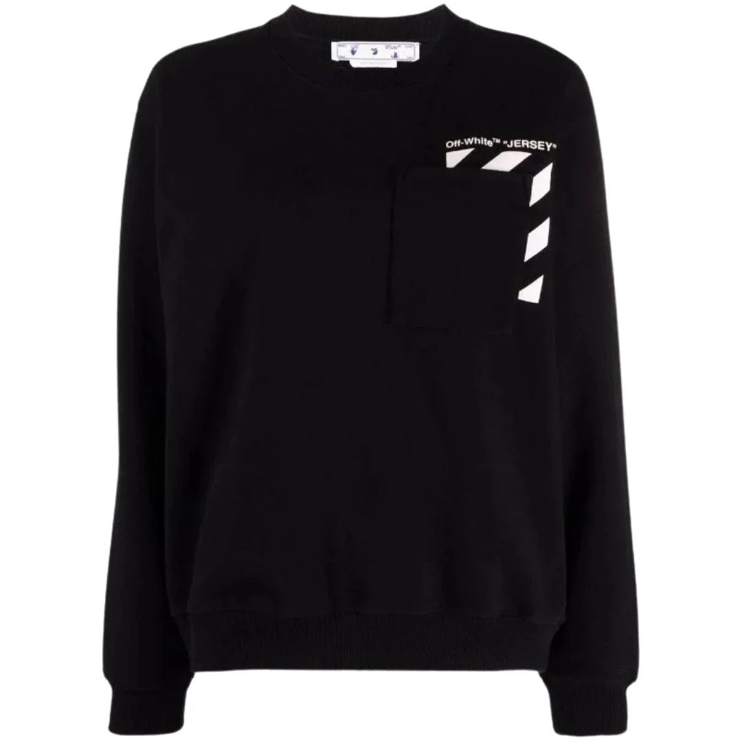 Off-White o1gr1nt0425 Diag Pkt Regular Crewneck Sweatshirt in Black Size S / US 4 / IT 40 - 1 Thumbnail