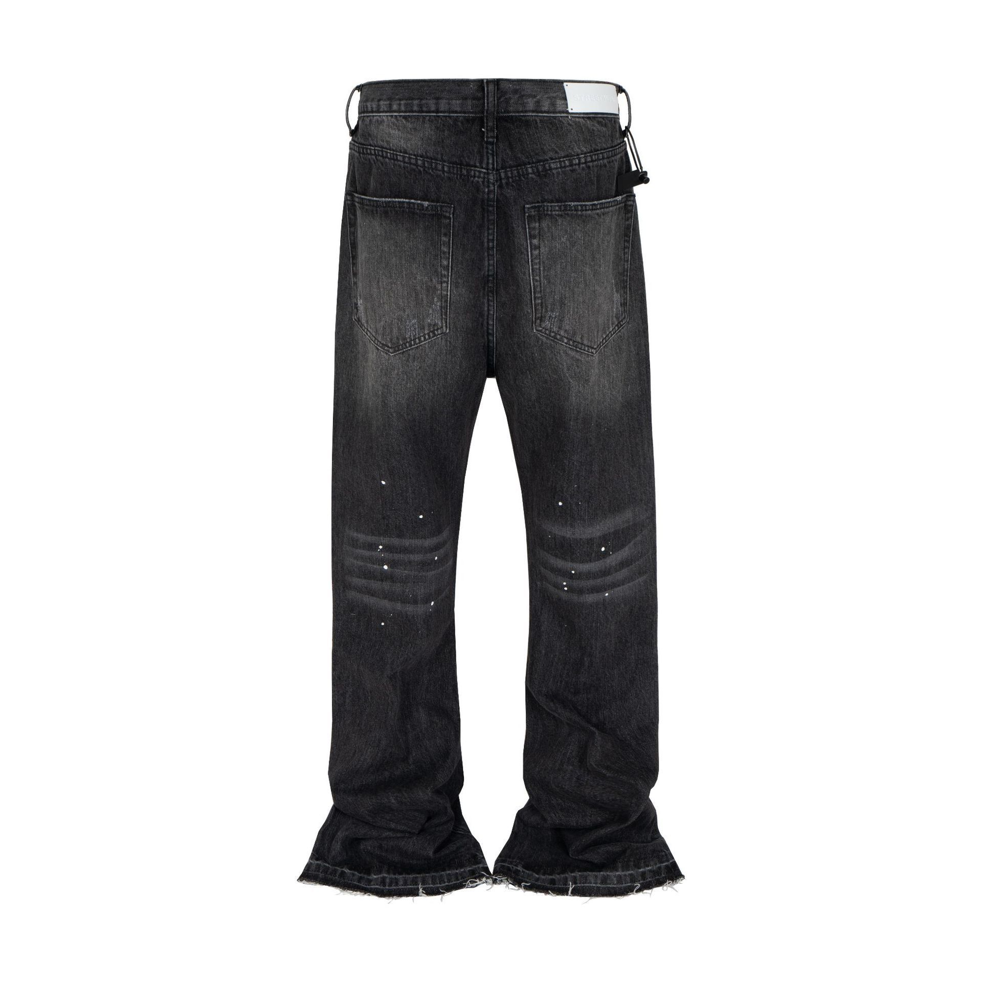 Vintage Street washed loose distressed ink-splashed flared jeans Size US 32 / EU 48 - 2 Thumbnail