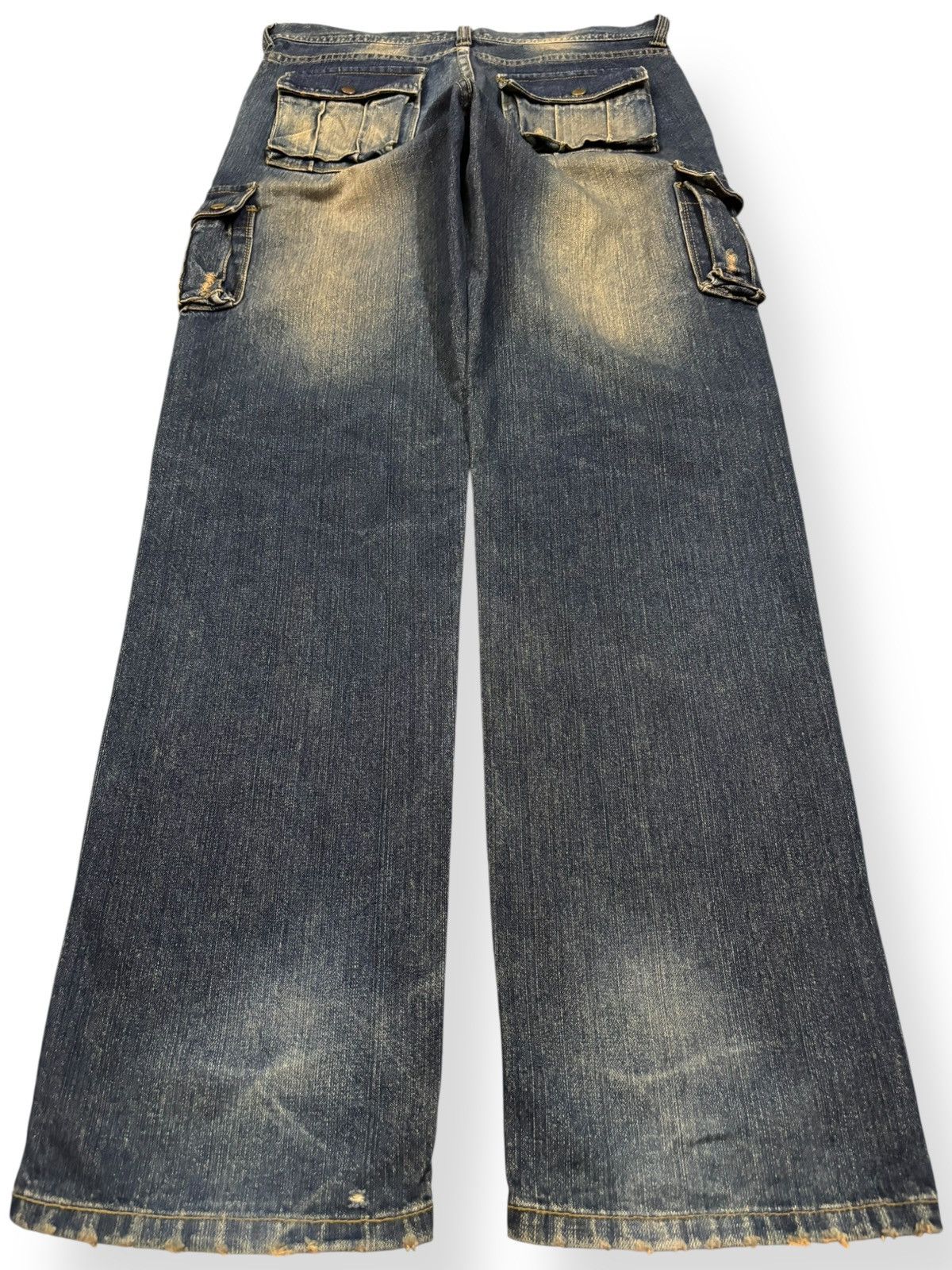 POST ARCHIVE FACTION (PAF) Vintage Japanese Brand Mud Wash Distressed Cargo Jeans Size US 32 / EU 48 - 2 Thumbnail