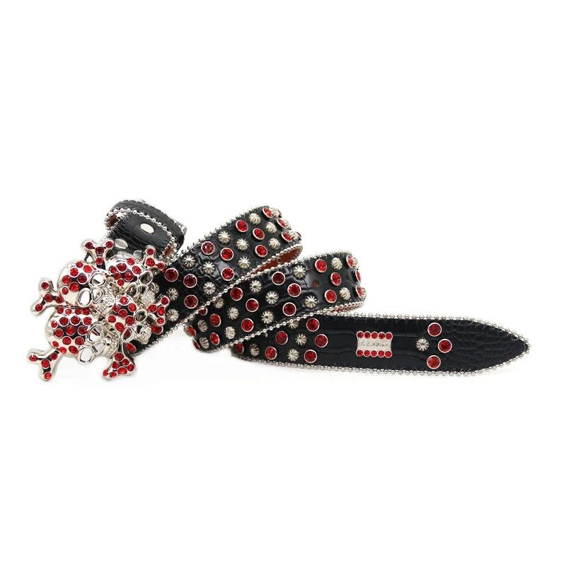 Japanese Brand Red black skull belt Size ONE SIZE - 1 Thumbnail