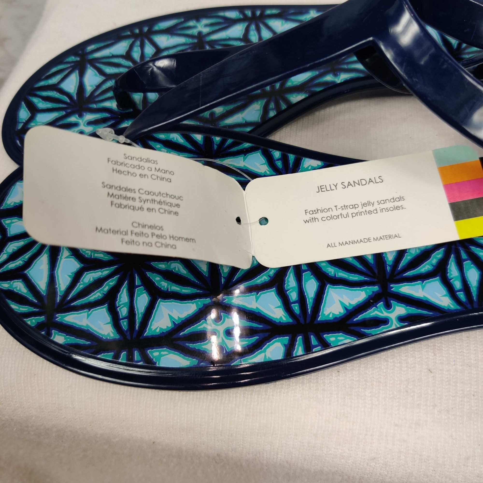 Other All for Color Jelly Sandals T strap Summer Blue Geometric Pr Size US 8 / IT 38 - 3 Thumbnail
