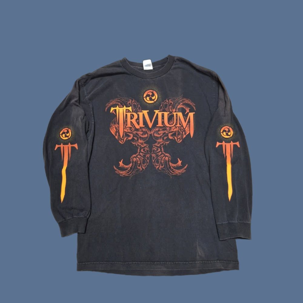 Vintage VINTAGE TRIVIUM LONG SLEEVE T-SHIRT L BLACK Mens 00s Tour Y2k RARE Band Shirt Size US L / EU 52-54 / 3 - 1 Thumbnail