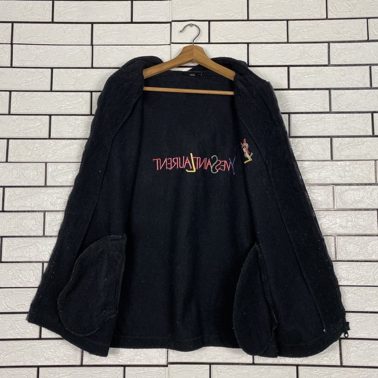 Yves Saint Laurent 📌Vintage Zipper Sweater Hoodie Yves Saint Laurent Big Logo Size US L / EU 52-54 / 3 - 14 Thumbnail