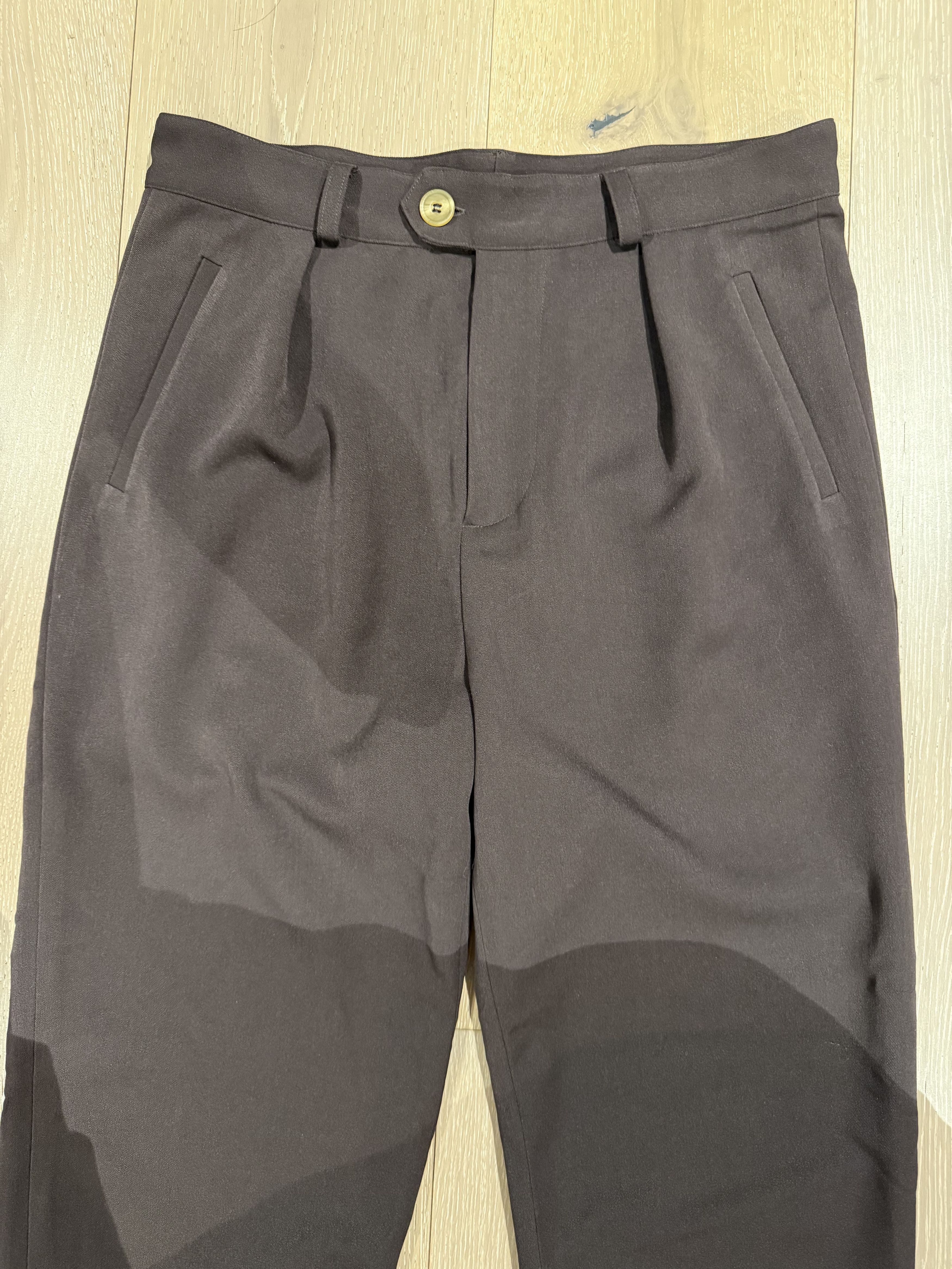 Libero 💚 Libero Pleated Brown Wool Pants Medium NEW Size US 30 / EU 46 - 3 Thumbnail