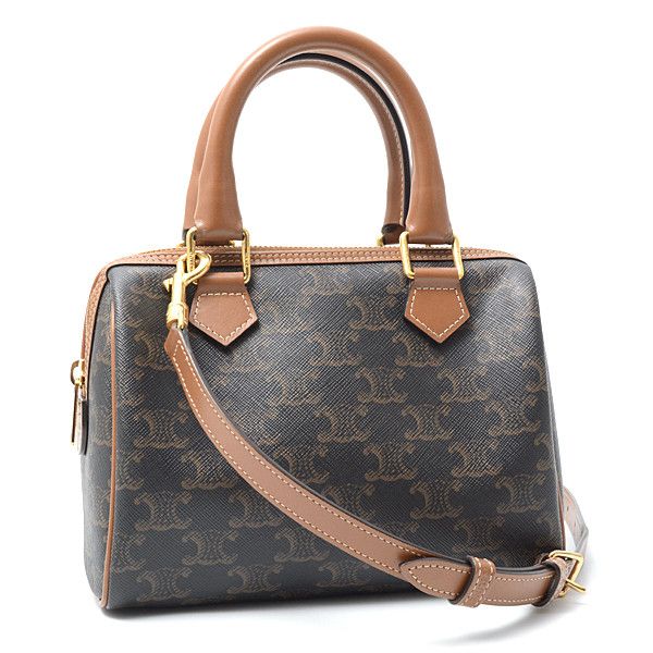 Celine Celine Celine Mini Boston 2WAY Shoulder Bag Triomphe 197582 Canvas Shoulder Bag 197582 in Very Good Condition Size ONE SIZE - 1 Thumbnail