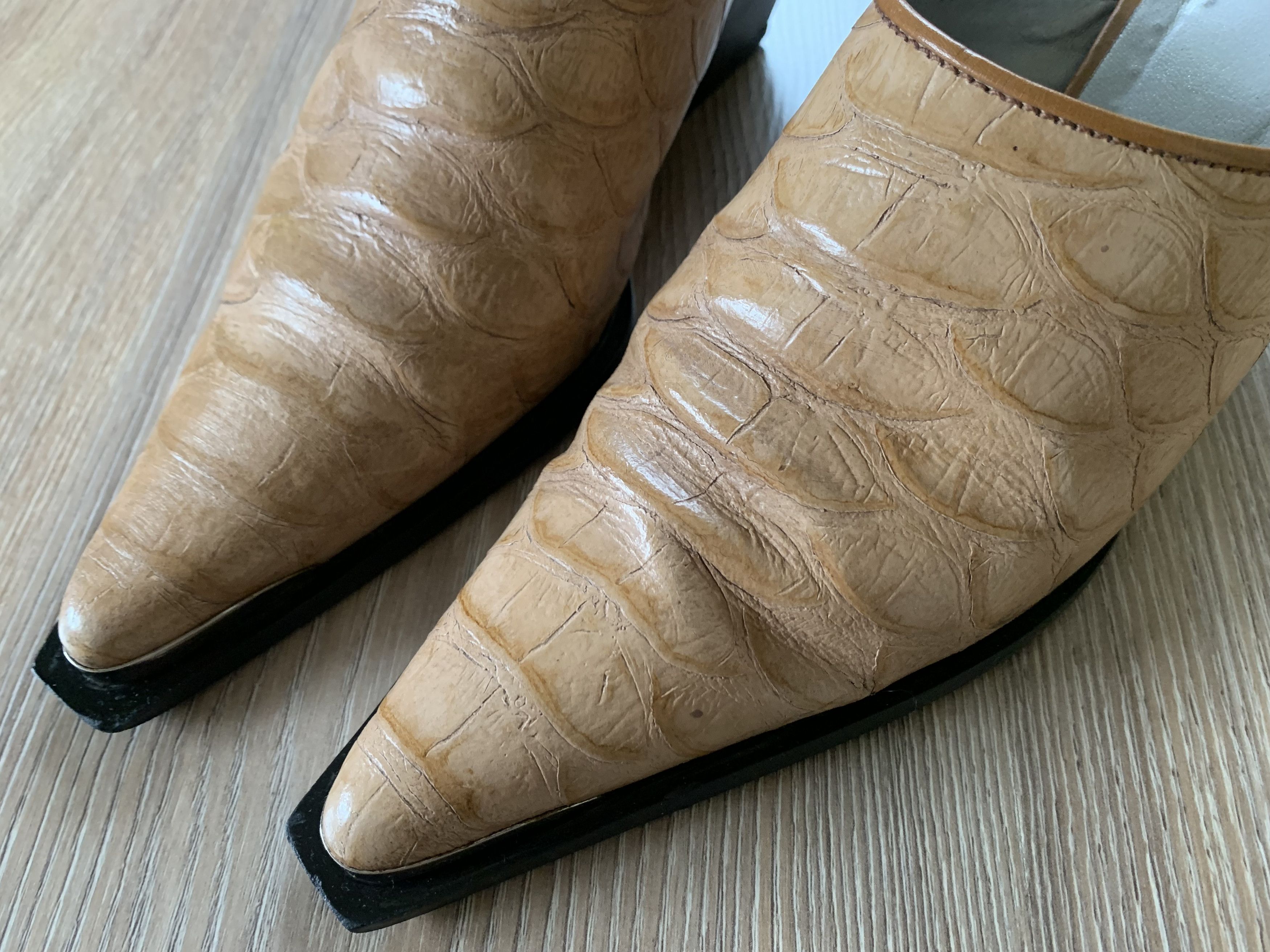 Handmade Women's Italian Leather Crocodile Alligator Skin Mule Size US 5 / IT 35 - 14 Thumbnail