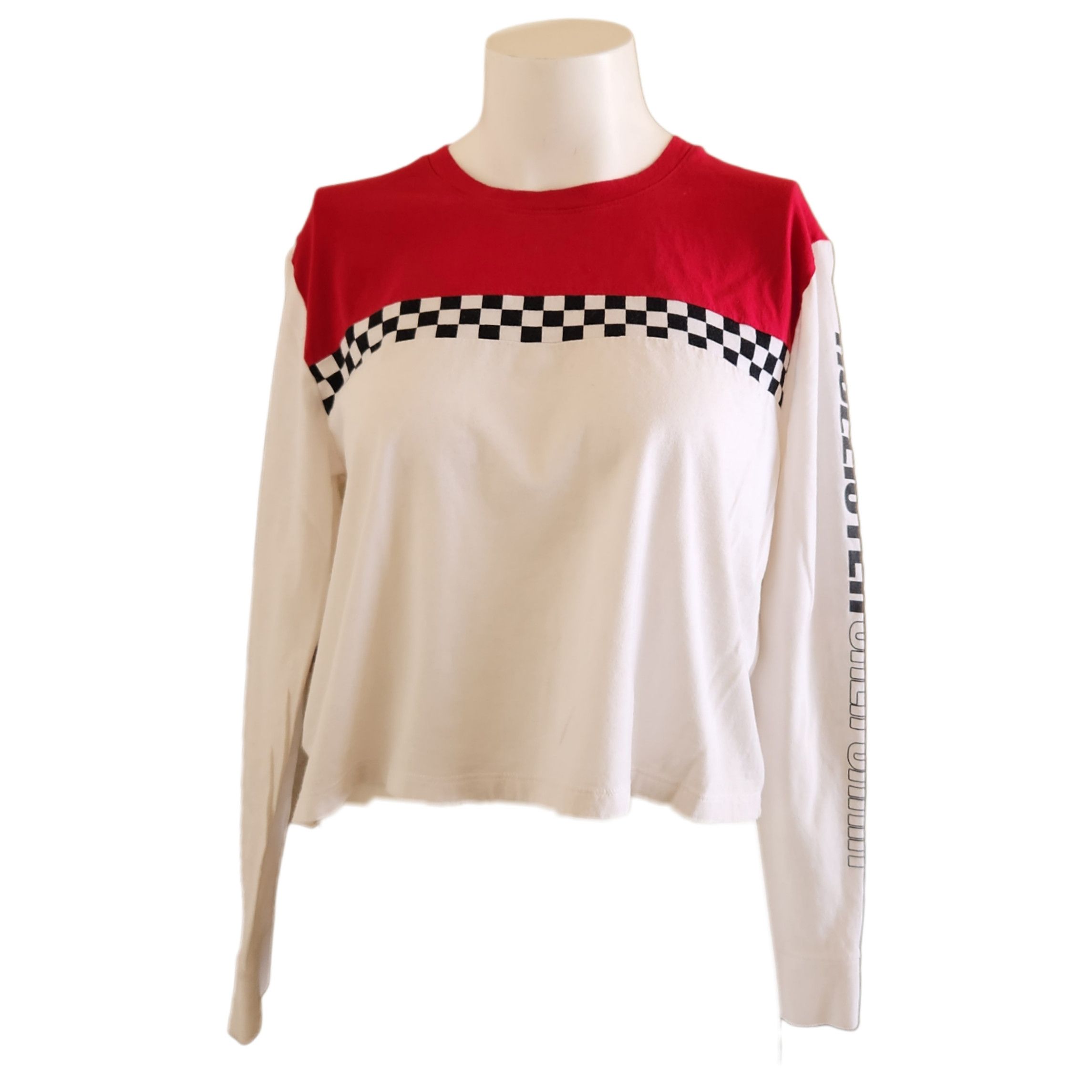 Hollister Hollister crop top long sleeve t-shirt red white black racer Size S / US 4 / IT 40 - 1 Thumbnail