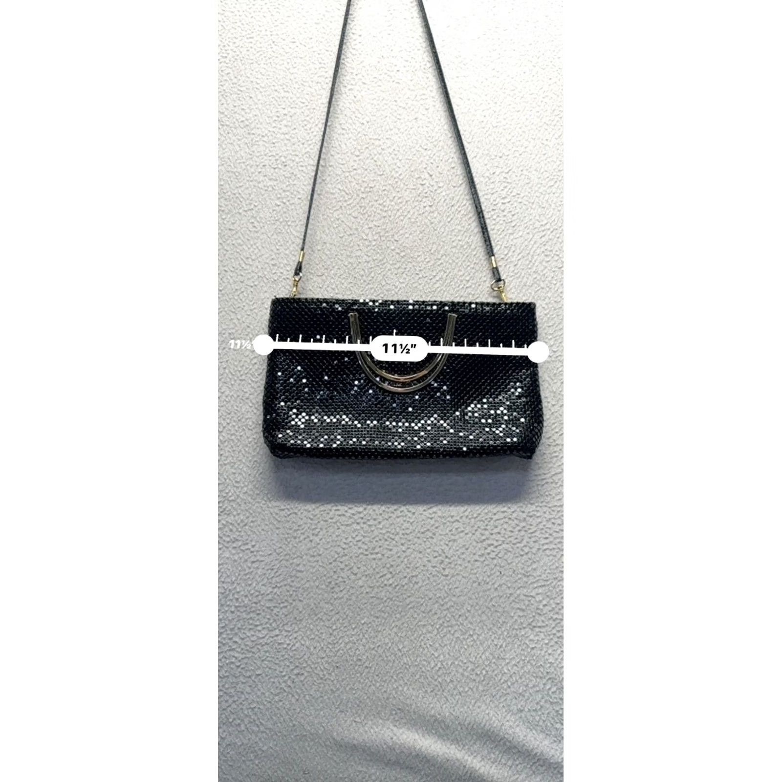 Vintage VINTAGE Black Sequined Evening Bag Crossbody Detachable Strap Gold Accent #9665 Womens Size ONE SIZE - 6 Thumbnail