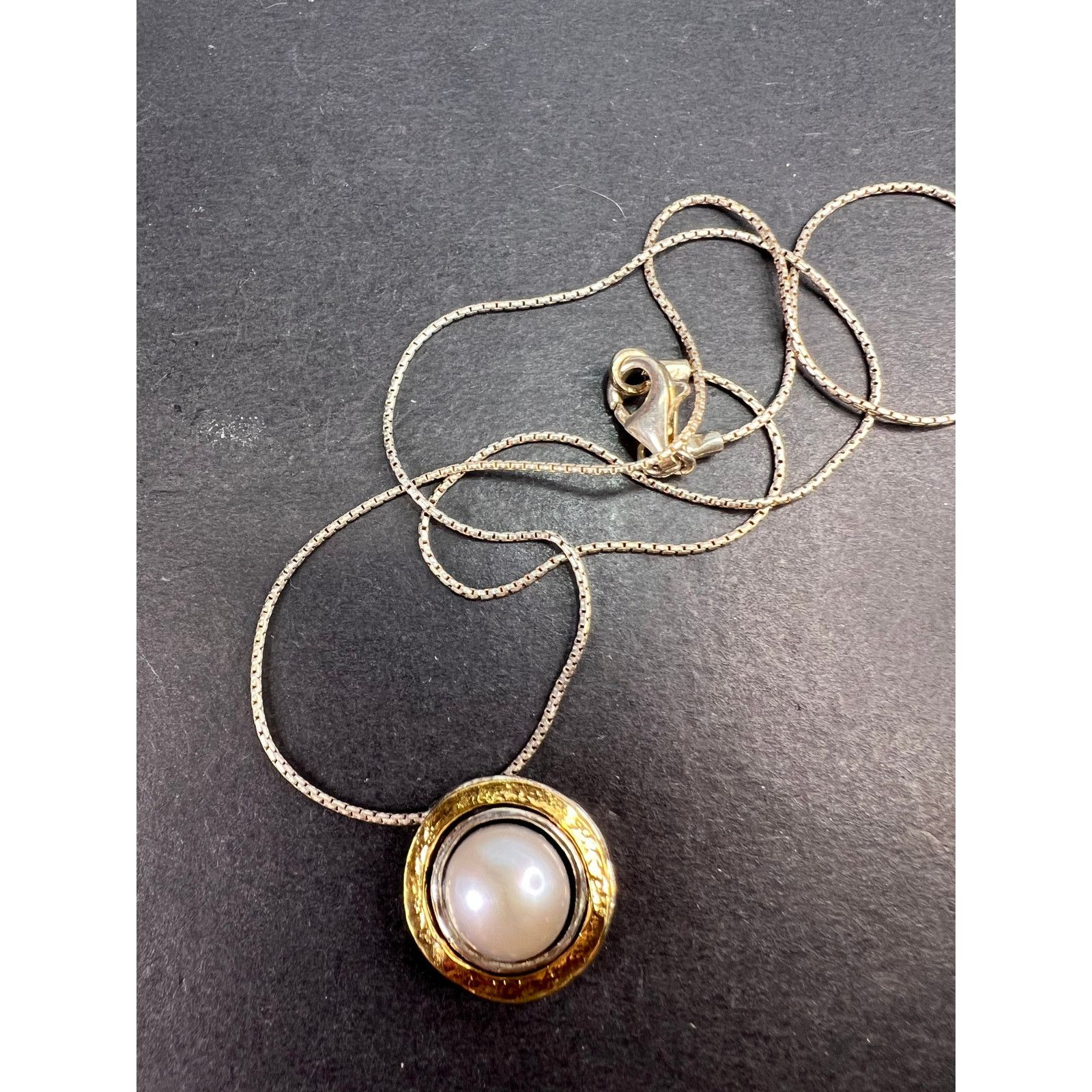 Other Silver Pearl With Gold Over 925 sterling silver Necklace Size ONE SIZE - 2 Thumbnail
