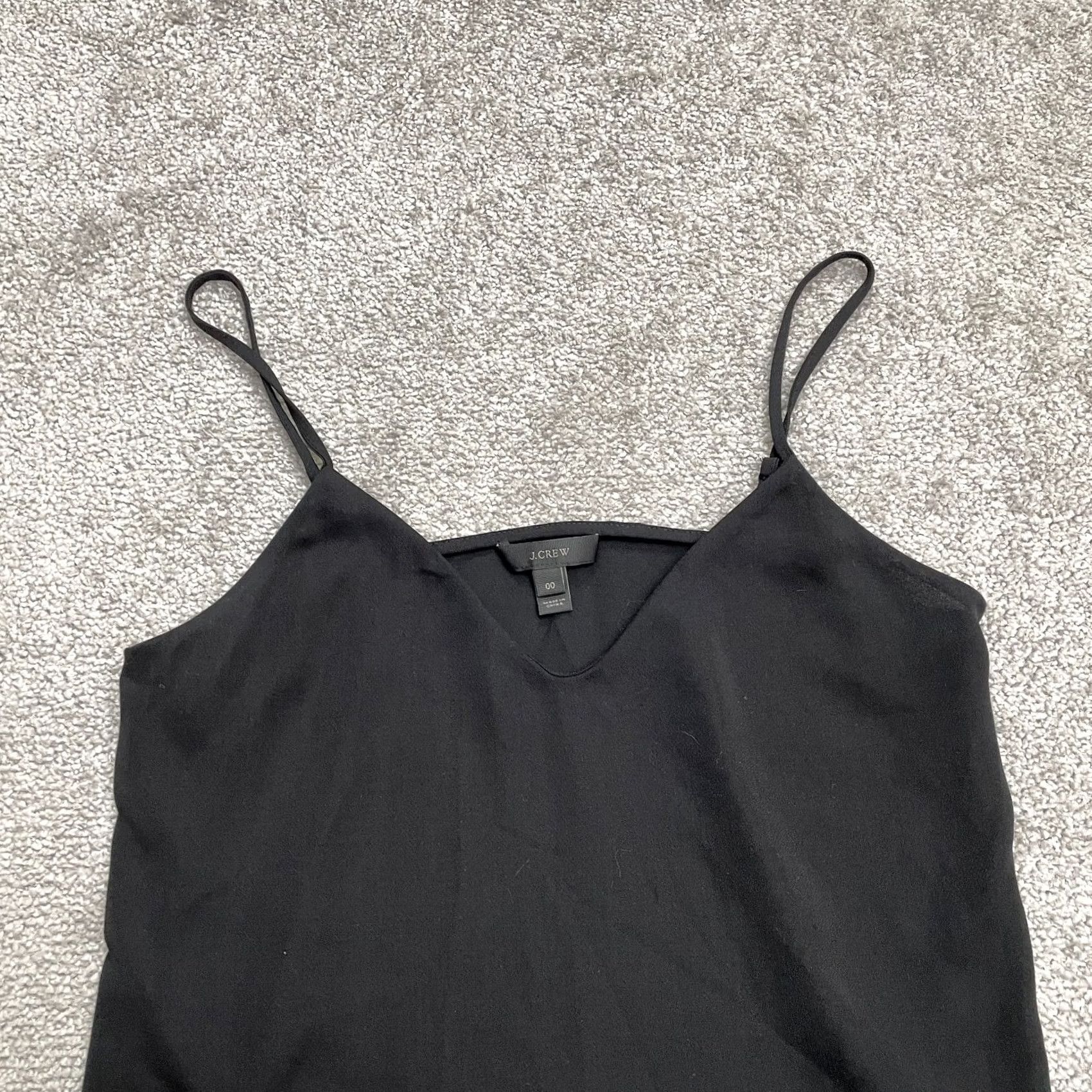 J.Crew J.Crew Camisole Tank Top 00 Black V-Neck Spaghetti Adjustable Strap Casual Women Size XXS / US 00 / IT 34 - 3 Thumbnail