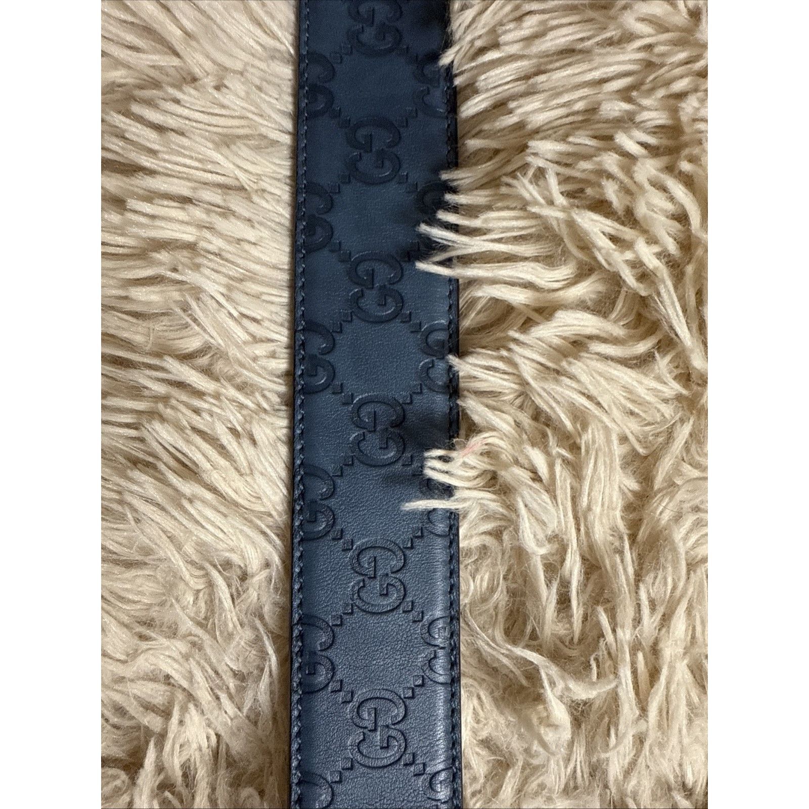 Gucci Men's Gucci Blue GG Supreme Marmont Embossed Leather Belt Size 36 - 6 Thumbnail
