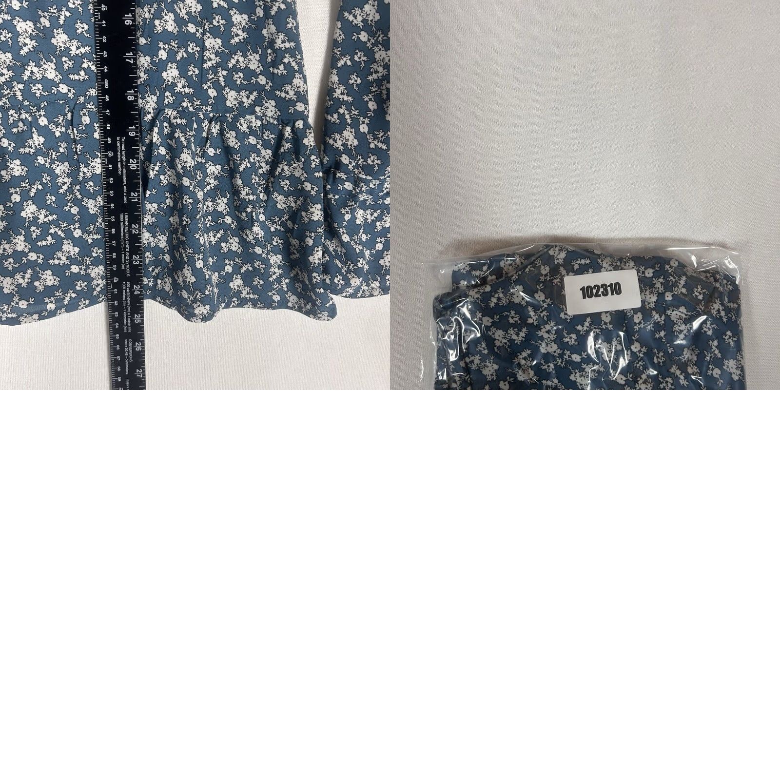 Vintage Maurices Blouse Shirt Womens Medium Blue Long Sleeve Round Neck Floral Beaded Button Ruffle Casual Size M / US 6-8 / IT 42-44 - 8 Thumbnail