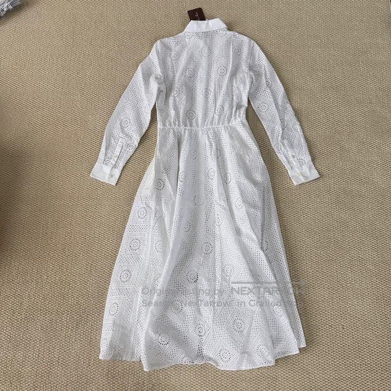 Loro Piana LORO PIANA Lace Jacquard Long Sleeve Dress Size XS / US 0-2 / IT 36-38 - 2 Thumbnail