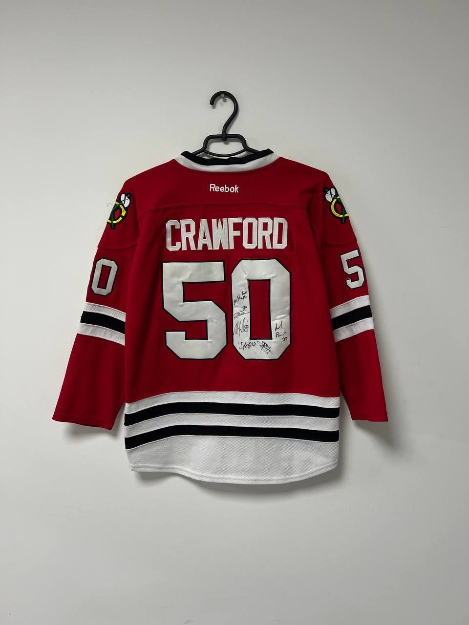 Reebok Chicago Blackhawks #50 Crawford Ice Hockey Jersey Kids L/XL Size US XXS / EU 40 - 1 Thumbnail