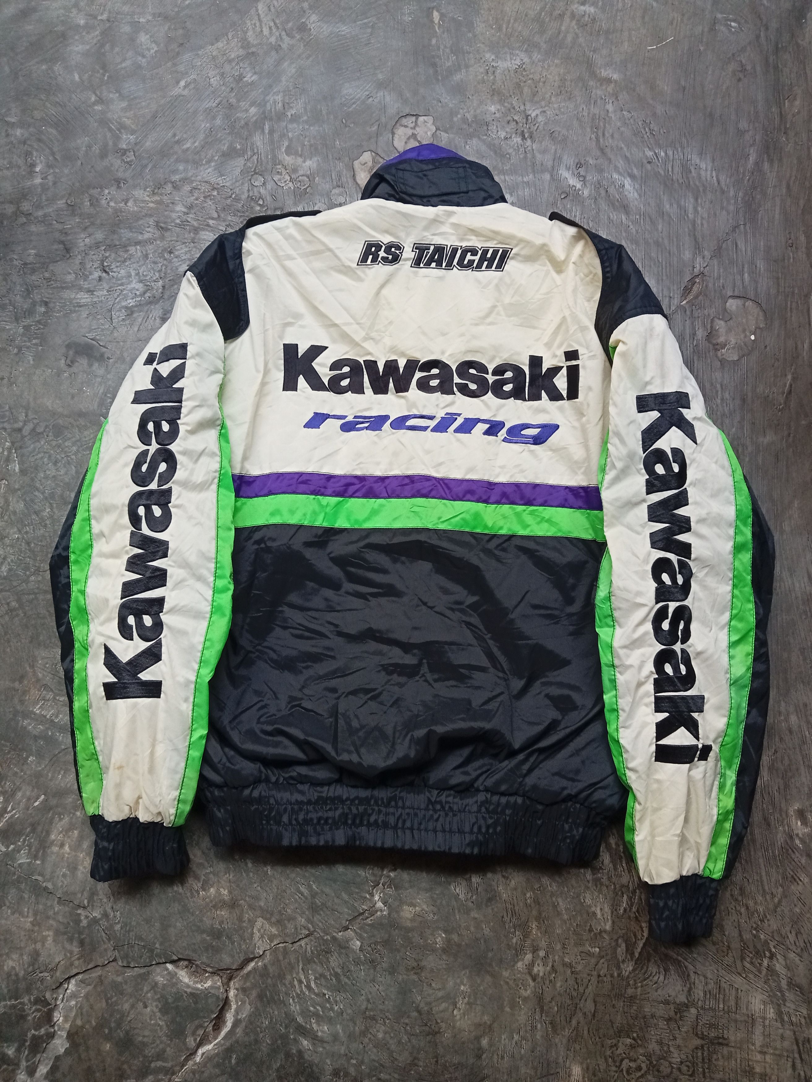 image of Vintage Kawasai Rs Taichi Racing Jacket in Black/White, Men's (Size Medium)