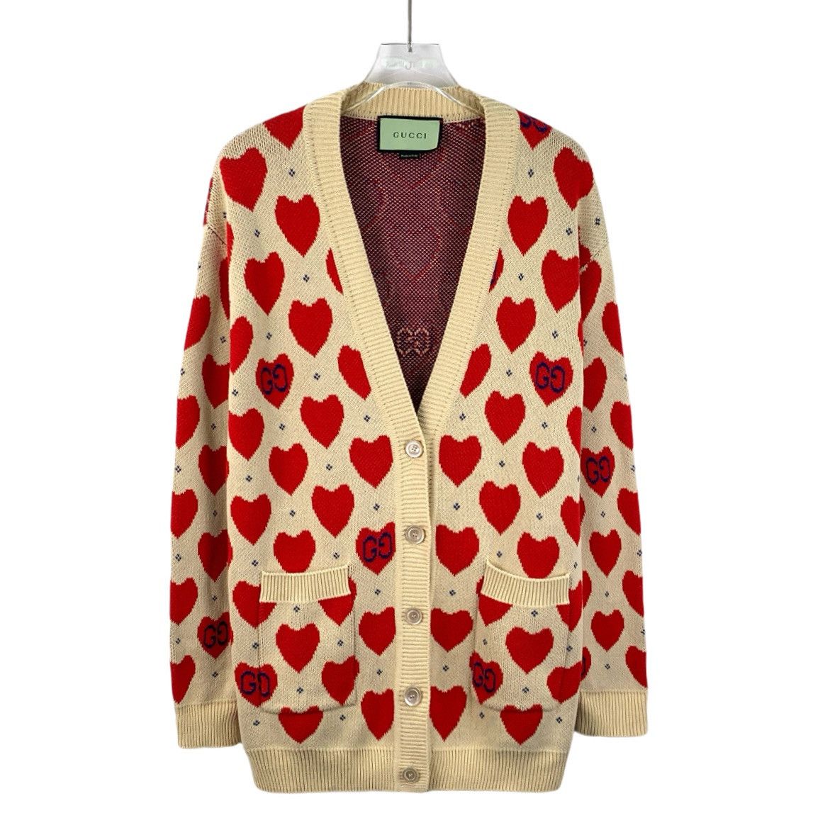 Gucci Gucci Colorblocked Heart Full Print Cotton V-Neck Cardigan Size XS / US 0-2 / IT 36-38 - 1 Thumbnail
