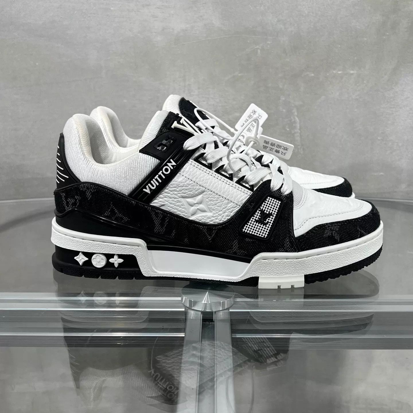 Louis Vuitton LV Trainer Black White Denim UK3/37 New Worn Once Size US 5.5 / IT 35.5 - 4 Thumbnail