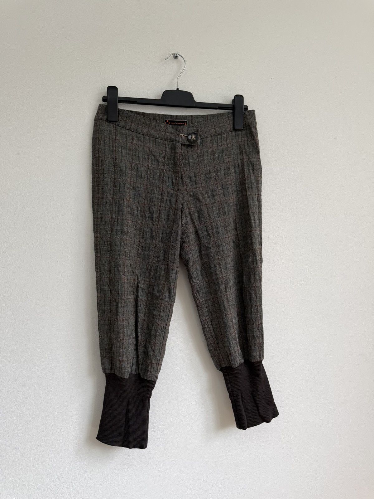 Cop Copine Cop.Copine France Plaid Checked Cropped Pants Avant-Garde Size 28" / US 6 / IT 42 - 2 Thumbnail